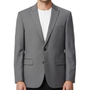 NWOT*EGARA Mens Blazer Sport Coat Two Button Suit Jacket Slim fit 44R Gray Wool